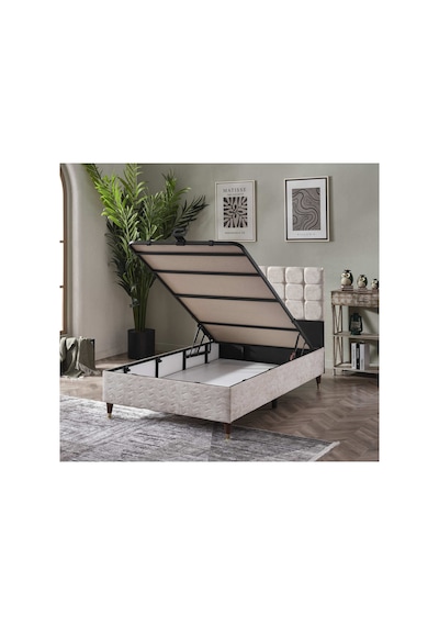 Beehanem Bengü Krem 160x200 En Geniş Çift Kişilik Çift Kabinli Baza Başlık Takımı Premium Konfor 2'li Çift Kişilik 160 x 200