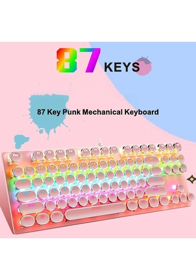 87 Tuşlu Daktilo Tarzı Red Switch Mekanik Klavye