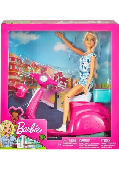 Barbie Bebek - Scooter Playset Gbk85 Aksesuar Pembe