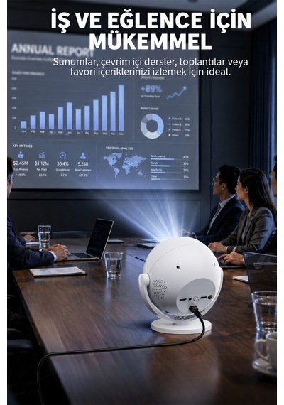 Ven-dens Vd-pjt002 Android 14 Taşınabilir Led Projeksiyon Cihazı, Hd 720p, 150 Ansı Lümen, Beyaz