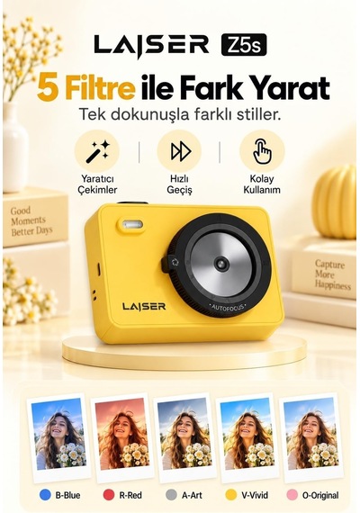 Z5s İnstant Kamera Ve Fotoğraf Yazıcısı - Şipşak Fotoğraf Makinesi-yellow