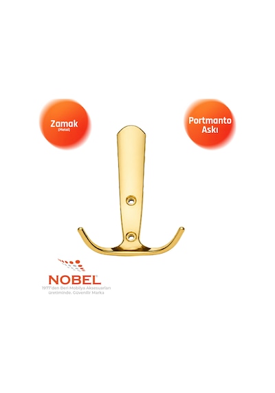 Focus Portmanto Askısı, Metal Vestiyer Askısı, 72 Gr, Dolap Ve Duvar Askılığı, Altin Vidalı Altın