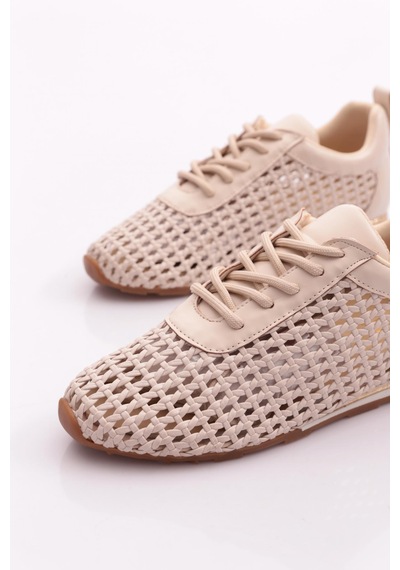 Dgn B0030 Kadin Delikli Casual Ayakkabi Bej
