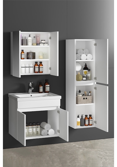 Çiğdem 65+35 Cm Beyaz Mdf Lavabolu Asma Banyo Dolabı Takımı Beyaz Çiğdem 65+35 Cm Beyaz Mdf Lavabolu Asma Banyo Dolabı Takımı Beyaz