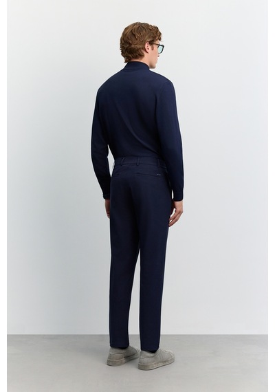 Avva Erkek Lacivert Yanı Lastikli Kırışmaz Hızlı Kuruyan Teknik Kumaş Slim Fit Pantolon A62y3077