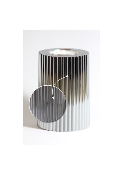 3 Lü Silver Gümüş Krom Tırtıklı Yüzey Mumluk Dekoratif Tealight