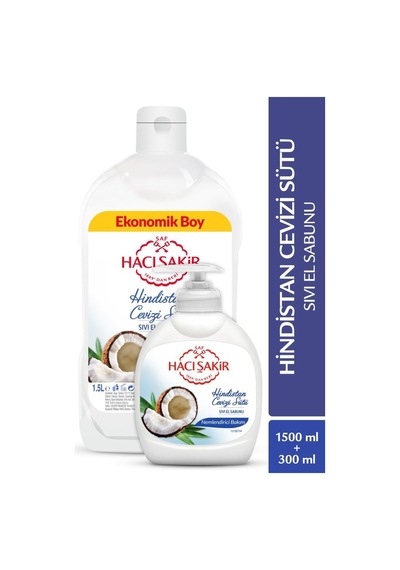 Hacı Şakir Hindistan Cevizi Sütü Sıvı El Sabunu 1500 ML + 300 ML