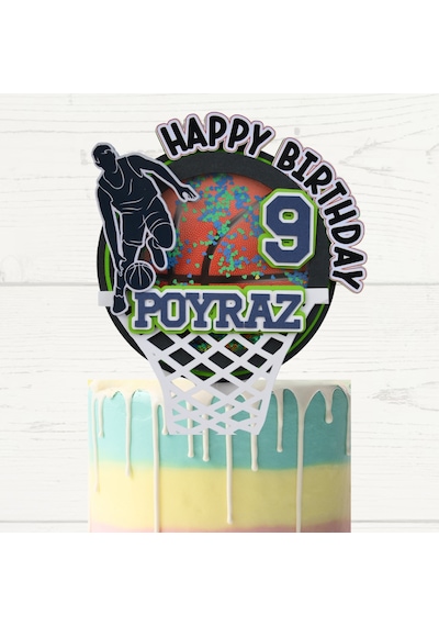 Basketbol Temalı Kişiye Özel Doğum Günü Pasta Süsü Cake Topper