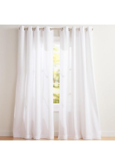 Özel Grommet Top Keten Pencere Perdeleri, Polyester, Kış-beyaz, 96 İnç Uzunluk