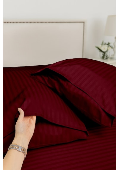 Çift Kişilik %100 Pamuk Saten Nevresim Seti Premium Seri 8 Renk Seçeneği 200x220 Bordo