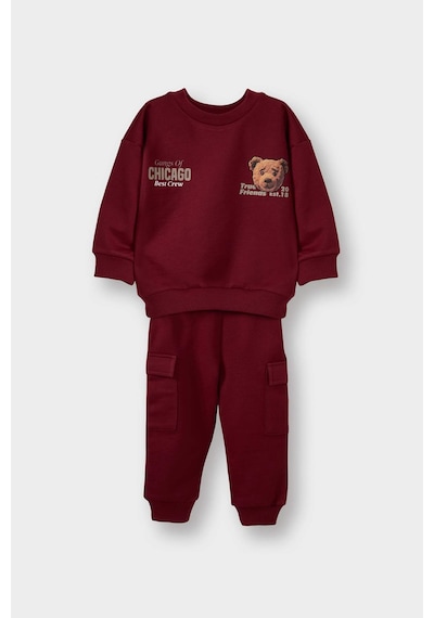 Defacto Erkek Bebek 2li Takım Ayı Baskılı Sweatshirt Eşofman Altı G5203a525wnbr285 Bordo-br285