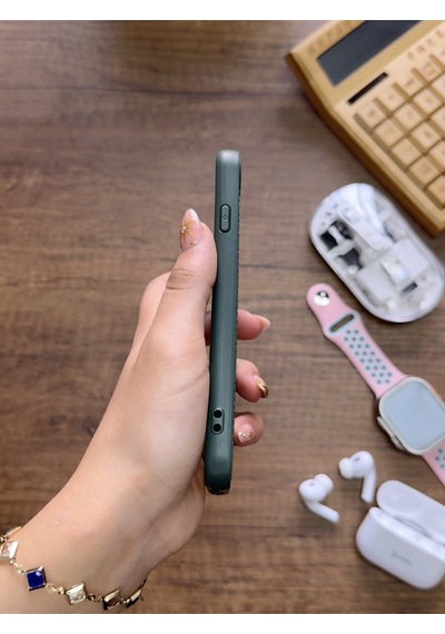 Apple iPhone 7 Uyumlu Premium Deri Dokulu Darbelere Karşı Dayanıklı Nazal Silikon Kılıf Haki