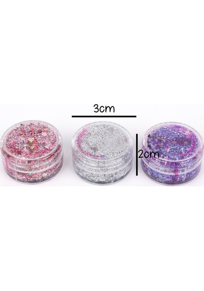 Lila Gümüş Fuşya Glitter Simli Kız Çocuk Jel Far Diğer