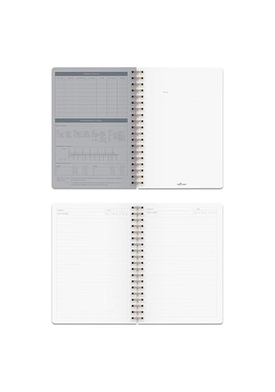 Kraft Ofis Defter Spiralli Çizgili Gri Çok Renkli