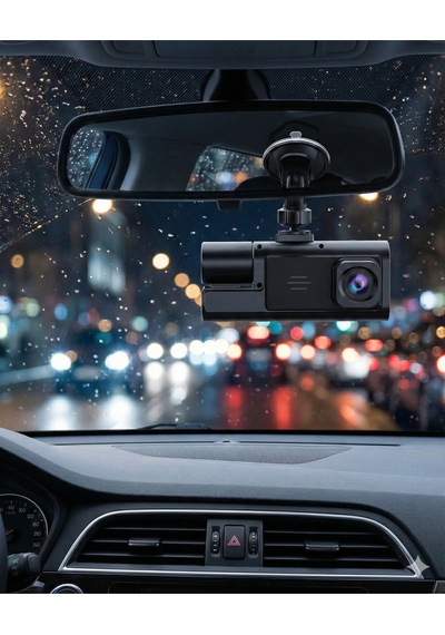Üç Kameralı Wifi Araç İçi Kayıt Cihazı 1080p Ön İç Arka Gece Görüşlü Dashcam Tüm Araçlara Uyumlu Diğer
