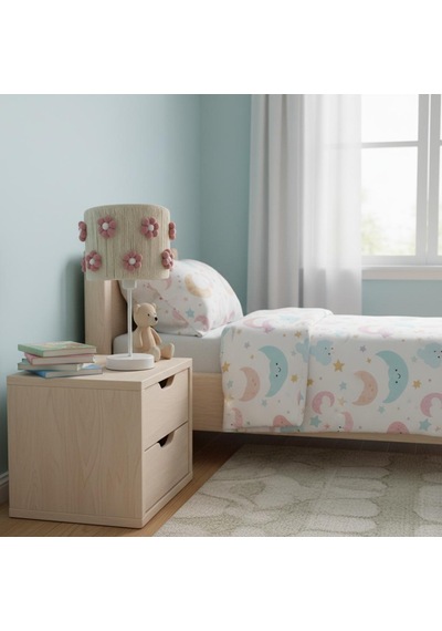 Elizim Home Lighting Makrome Papatyalı Abajur Beyaz - Pembe