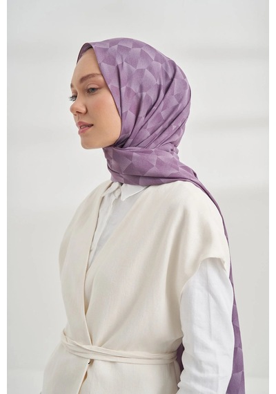 Armanda Cotton Monogram Geometrik Desen Şal 3120 Leylak
