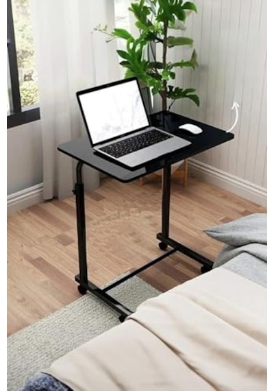Tekerlekli Laptop Bilgisayar Çalışma Masası Eğim Yükseklik Ayarlı Akrobat Koltuk Sehpası