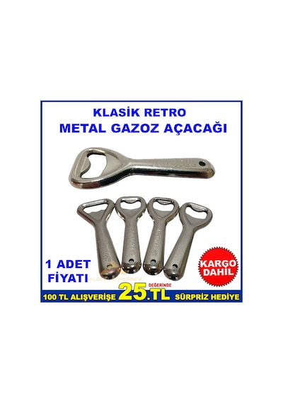 Klasik Retro Paslanmaz Metal Gazoz Açacağı Çok Renkli