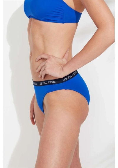 U.S. Polo Assn. Kadın Saks Mavi Kalın Kenarlı Lastikli Bikini Alt Saks Mavi