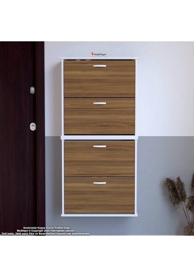 Modilayn Umay' 2 Li Asma Antre Hol 72 X 148 X 25,5 Cm Lik 4 Düşer Kapak 8 Göz Raf Bölmeli Ayakkabılık Ceviz - Beyaz Modilayn Umay' 2 Li Asma Antre Hol 72 X 148 X 25,5 Cm Lik 4 Düşer Kapak 8 Göz Raf Bölmeli Ayakkabılık Ceviz - Beyaz