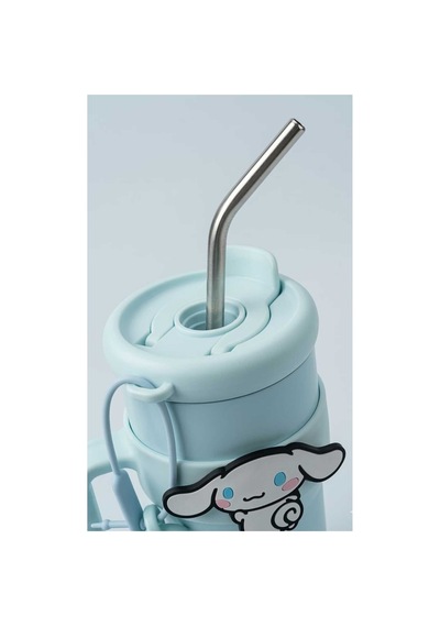 Cinnamoroll Karakter Figürlü Mavi Çelik Pipetli Termos