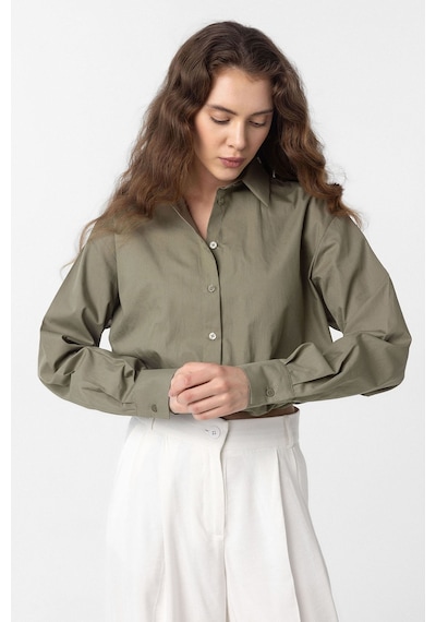 Antioch Crop Poplin Kadın Gömlek Haki