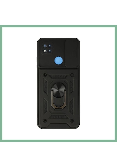 Bşkvirgo Redmi 9c Uyumlu Kılıf Pars Lens Yüzüklü Silikon - Siyah Bsk2026