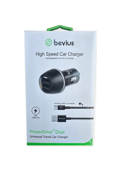 Type-c Siyah 15w Çift Usb Kablolu Araç Şarj Cihazı Bevius Bvs-au515 Stn