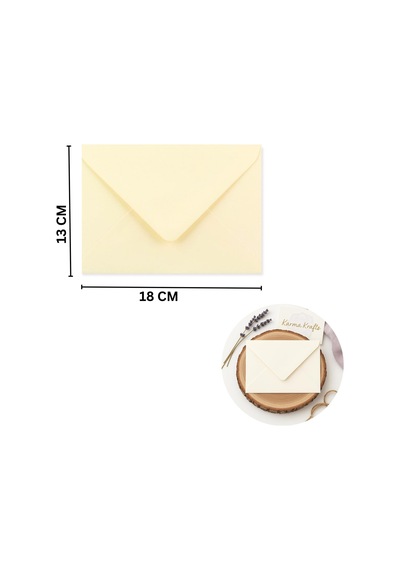 Krem Davetiye Zarfı, Dayanıklı Mat Tebrik Kartı Ve Mektup Zarfı Seti, 50 Adet, 13x18 Cm - 140 Gr