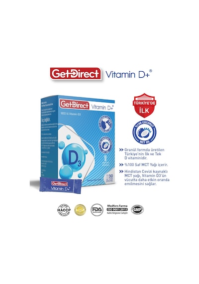 Vitamin D+ 1000 Iu Vitamin D3 Içeren Takviye Edici Gıda 30 Saşe