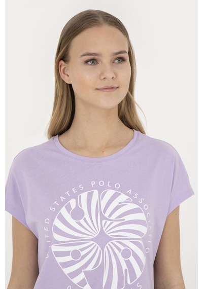 U.S. Polo Assn.  Kadın Lila Bisiklet Yaka Tişört 50282896-VR034