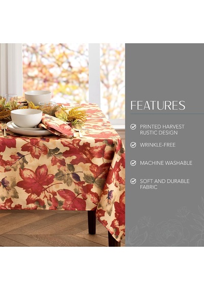 Elrene Home Fashions Hasat-festival Sonbahar Baskılı Masa Örtüsü, 152 Cm X 213 Cm, Dikdörtgen
