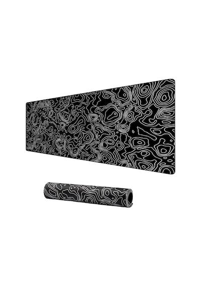 Klasse Pro - 4 Farklı Model Dikişli Kenar 100x50 Cm Oyuncu Gaming Mouse Pad Black Map Lines