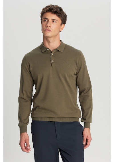 Altınyıldız Classıcs Erkek Hakı Pamuklu Standart Fit Normal Kesim Polo Yaka Triko Kazak Haki Altınyıldız Classıcs Erkek Hakı Pamuklu Standart Fit Normal Kesim Polo Yaka Triko Kazak Haki