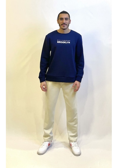 Süperlife Erkek Bisiklet Yaka 3 İplik Kalın Brooklyn Baskılı Sweatshirt Spr24sw29 NAVY