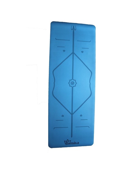 Profesyonel Yoga Matı 5 Mm Pu- Rubber Hiza Serisi Mavi Terli Eller De Kaydırmaz Mavi