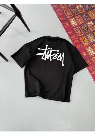 Assema Erkek Baskılı Kısa Kollu Oversize T-shirt - Siyah Çok Renkli