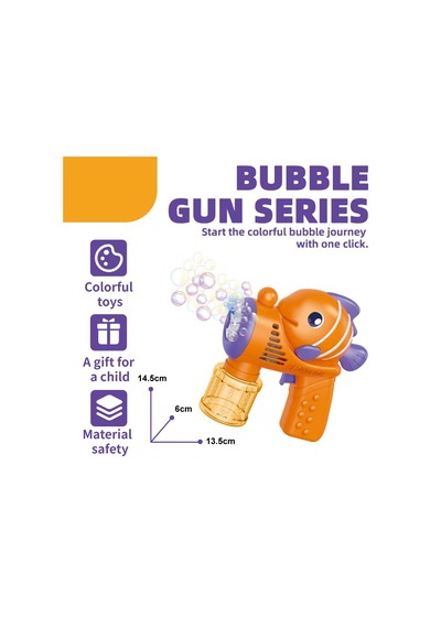Vıp Yüksek Kalite Işıklı Turuncu Balıklı Köpük Tabancası Clownfısh Bubbles Gun Baloncuk Tabancası