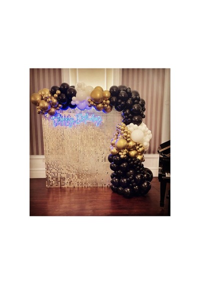 Krom Gold Pastel Siyah Ve Beyaz Balon Zinciri 100 Adet Mix