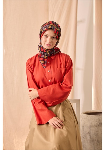 Silk Home Soft Eşarp 73096-03 Siyah, Mercan, Hardal, Eski Lavanta