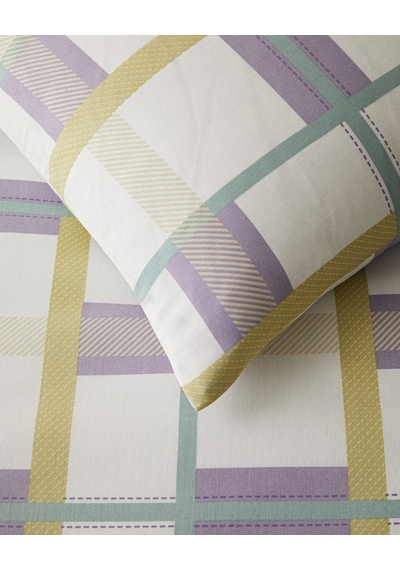English Home Pop Grid Kolay Ütülenir Çift Kişilik Nevresim Seti 200x220 Cm Lila-yeşil