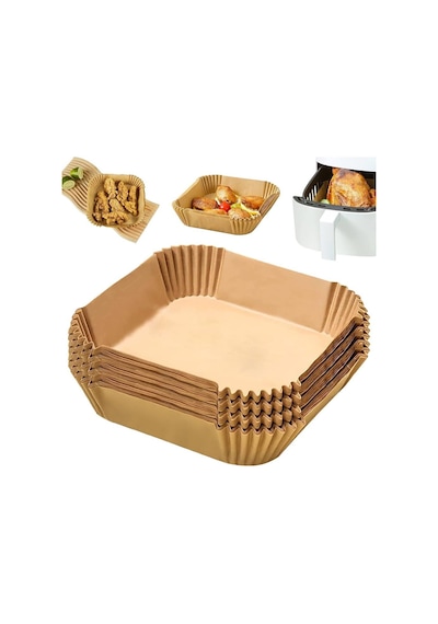 Dmr Esmer Airfryer Fırın Fritöz Tepsi Pişirme Kızartma Kağıdı - Kare - 20 Cm. - 3 Paket - 150 Adet