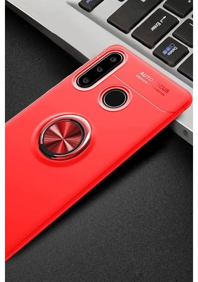 Huawei Y6p Uyumlu Kılıf Range Yüzüklü Silikon - Kırmızı
