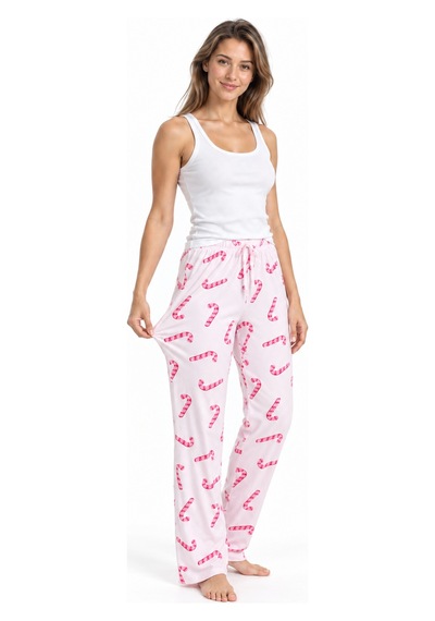 Fit Women Kadın Çizgili Bluz Desenli Askılı Beyaz Pijama Takımı