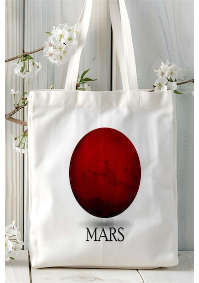 Art Hediye Mars Baskılı Bez Çanta Kişiye Özel Model 2 Çok Renkli