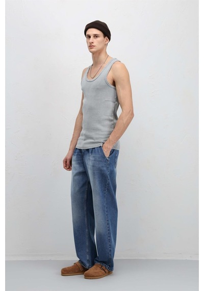 Vamos Yıkamalı Tank Top Kaşkorse Atlet Gri