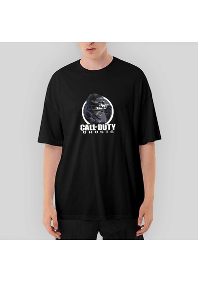 Call Of Duty Ghosts Text Oversize Siyah Tişört Siyah