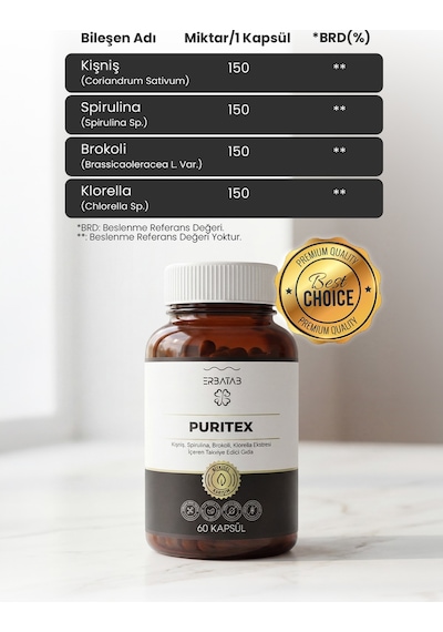 Erbatab Puritex Takviye Edici Gıda 60 Kapsül
