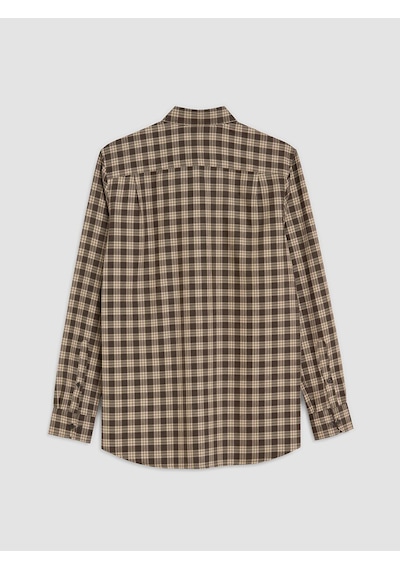 Lcwaıkıkı Classic Kahverengi Regular Fit Ekose Gabardin Erkek Gömlek